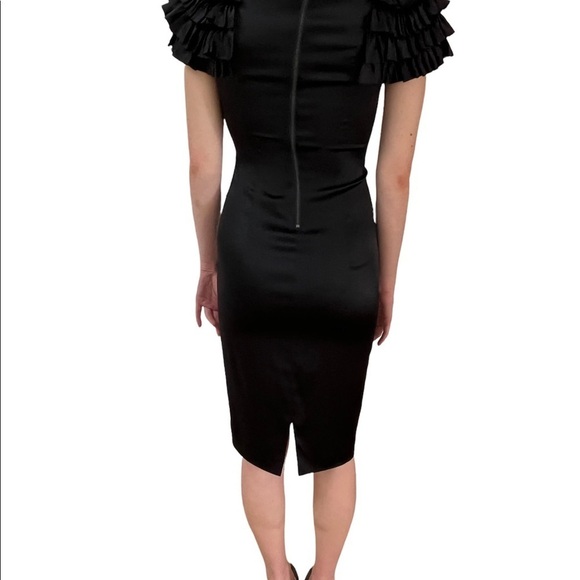 Thomas Wylde Black Silk Fitted Cocktail Midi Dress New Without Tags Medium - Picture 6 of 7
